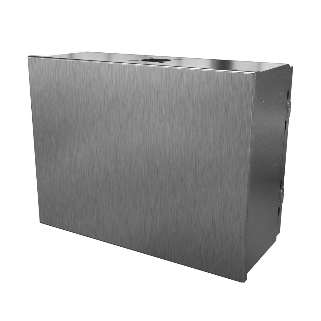 SCE-12HMI1606SSLP - Saginaw HMI Enclosure, NEMA 3R/4/4X/12/13, 12 x 16 x 6in (HxWxD), suspension or pedestal mount, dual access, 304 stainless steel, #4 brush finish, screw cover front, single door rear, 1/4-turn semi-flush latch.