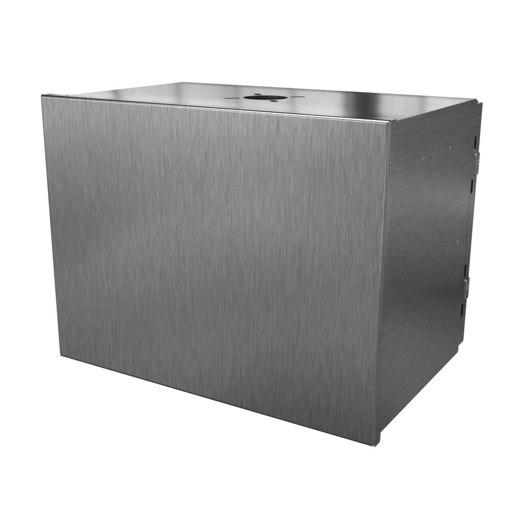 SCE-12HMI1610SSLP - Saginaw HMI Enclosure, NEMA 3R/4/4X/12/13, 12 x 16 x 10in (HxWxD), suspension or pedestal mount, dual access, 304 stainless steel, #4 brush finish, screw cover front, single door rear, 1/4-turn semi-flush latch.