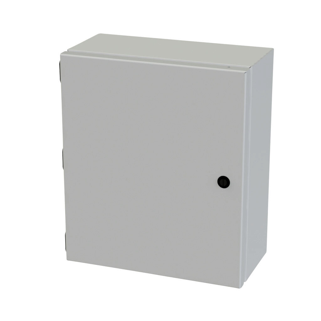 SCE-1412ELJLG - Saginaw Enviroline Junction series enclosure, NEMA 3R/4/12/13, 14 x 12 x 6in (HxWxD), wall mount, carbon steel, RAL 7035 light gray, powder coat finish, single-door, 1/4-turn semi-flush latch.