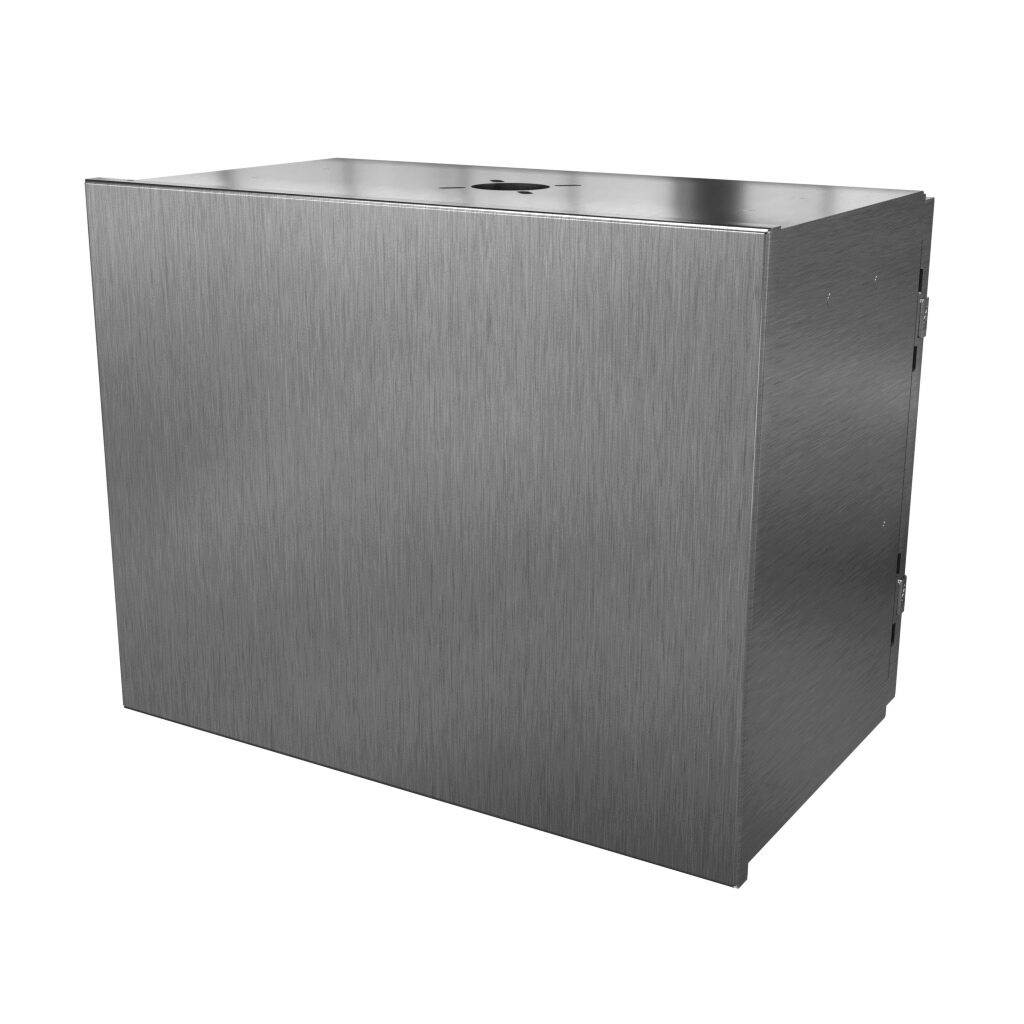 SCE-14HMI1810SSLP - Saginaw HMI Enclosure, NEMA 3R/4/4X/12/13, 14 x 18 x 10in (HxWxD), suspension or pedestal mount, dual access, 304 stainless steel, #4 brush finish, screw cover front, single door rear, 1/4-turn semi-flush latch.