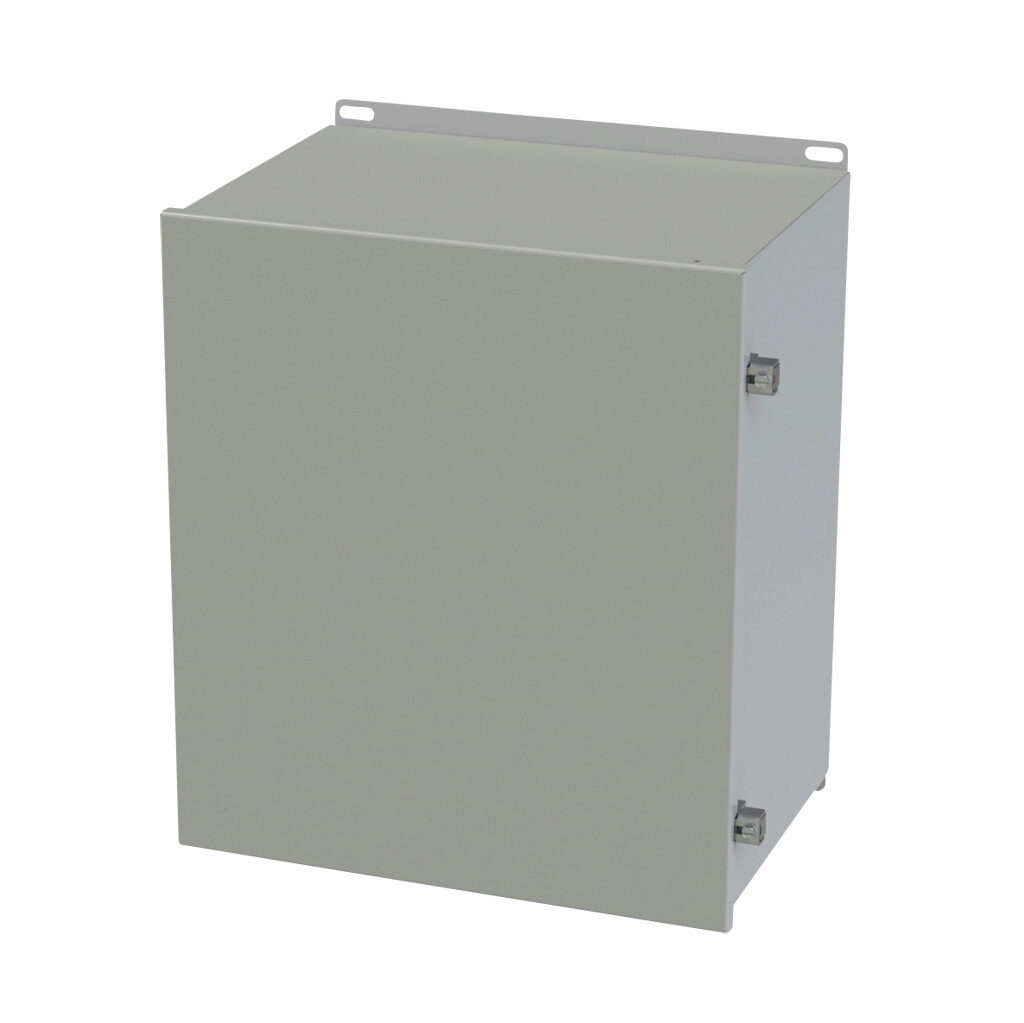 SCE-161410CHNF - Saginaw enclosure, NEMA 3R/4/12/13, 16 x 14 x 10in (HxWxD), wall mount, carbon steel, ANSI 61 gray, powder coat finish, single-door, stainless steel clamps.