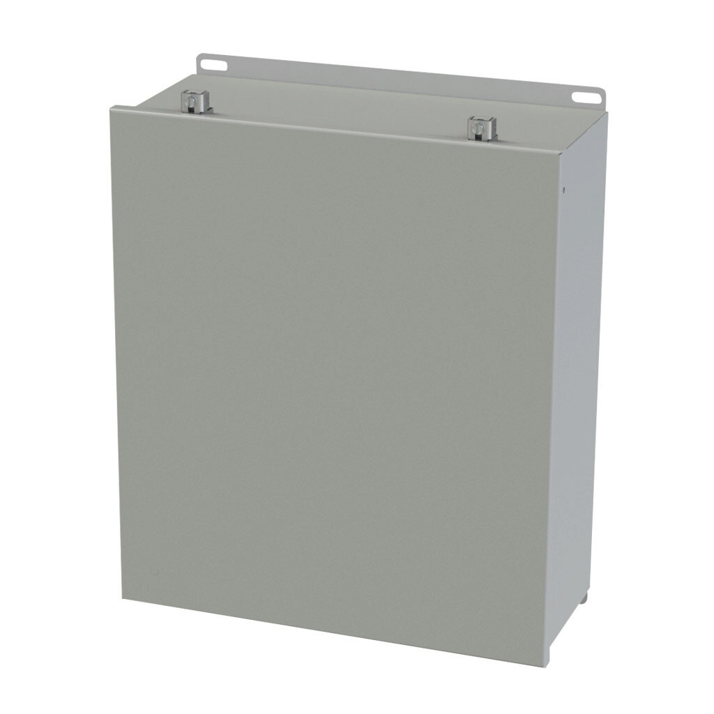 SCE-1614CHSNF - Saginaw enclosure, NEMA 3R/4/12/13, 14 x 16 x 6in (HxWxD), wall mount, carbon steel, ANSI 61 gray, powder coat finish, single-door, stainless steel clamps.