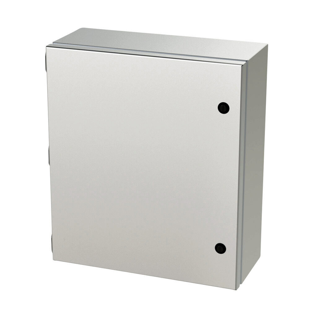 SCE-1614ELJSS - Saginaw Enviroline Junction series enclosure, NEMA 3R/4/4X/12/13, 16 x 14 x 6in (HxWxD), wall mount, 304 stainless steel, #4 brush finish, single-door, 1/4-turn semi-flush latch.