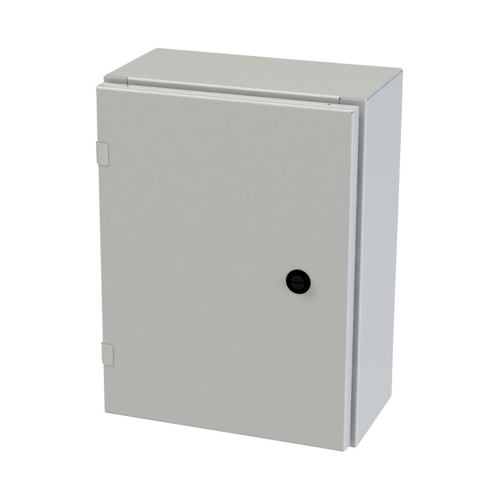 SCE-16EL1206LPLG - Saginaw Enviroline series enclosure, NEMA 3R/4/12/13, 16 x 12 x 6in (HxWxD), wall mount, carbon steel, RAL 7035 light gray, powder coat finish, single-door, 1/4-turn semi-flush latch.
