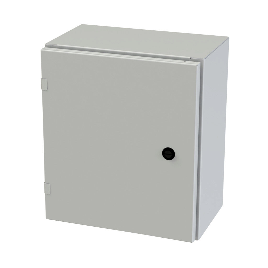 SCE-16EL1408LPLG - Saginaw Enviroline series enclosure, NEMA 3R/4/12/13, 16 x 14 x 8in (HxWxD), wall mount, carbon steel, RAL 7035 light gray, powder coat finish, single-door, 1/4-turn semi-flush latch.