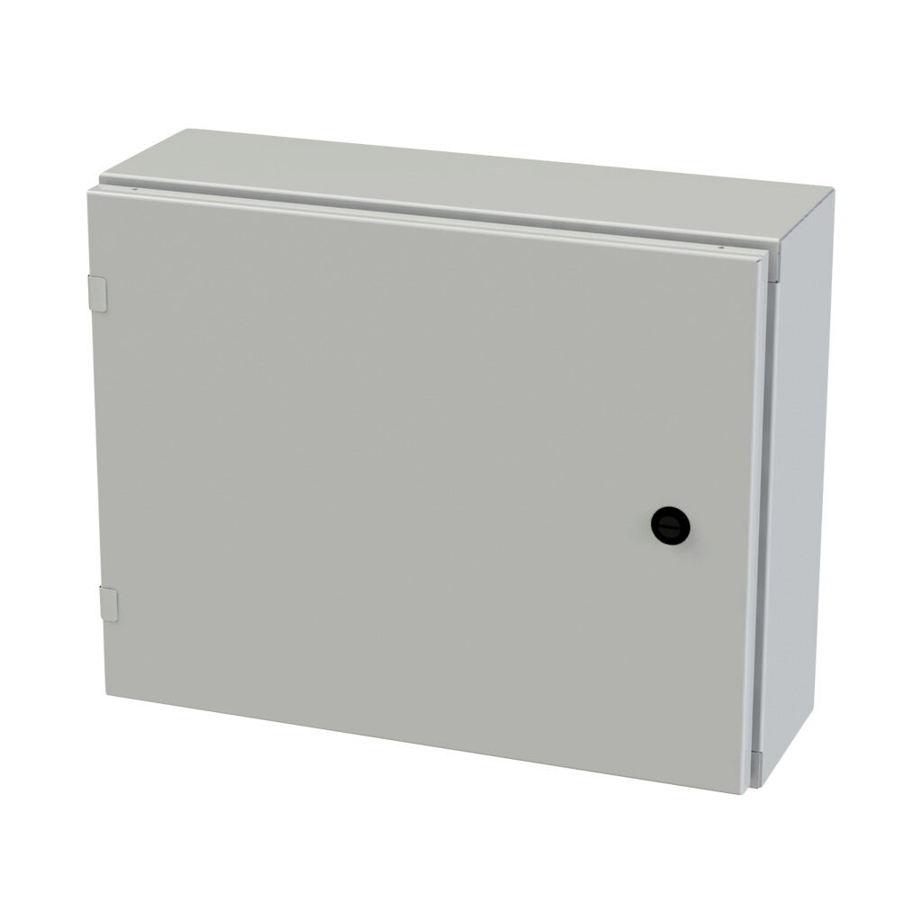 SCE-16EL2006LPLG - Saginaw Enviroline series enclosure, NEMA 3R/4/12/13, 16 x 20 x 6in (HxWxD), wall mount, carbon steel, RAL 7035 light gray, powder coat finish, single-door, 1/4-turn semi-flush latch.