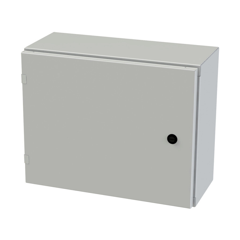 SCE-16EL2008LPLG - Saginaw Enviroline series enclosure, NEMA 3R/4/12/13, 16 x 20 x 8in (HxWxD), wall mount, carbon steel, RAL 7035 light gray, powder coat finish, single-door, 1/4-turn semi-flush latch.