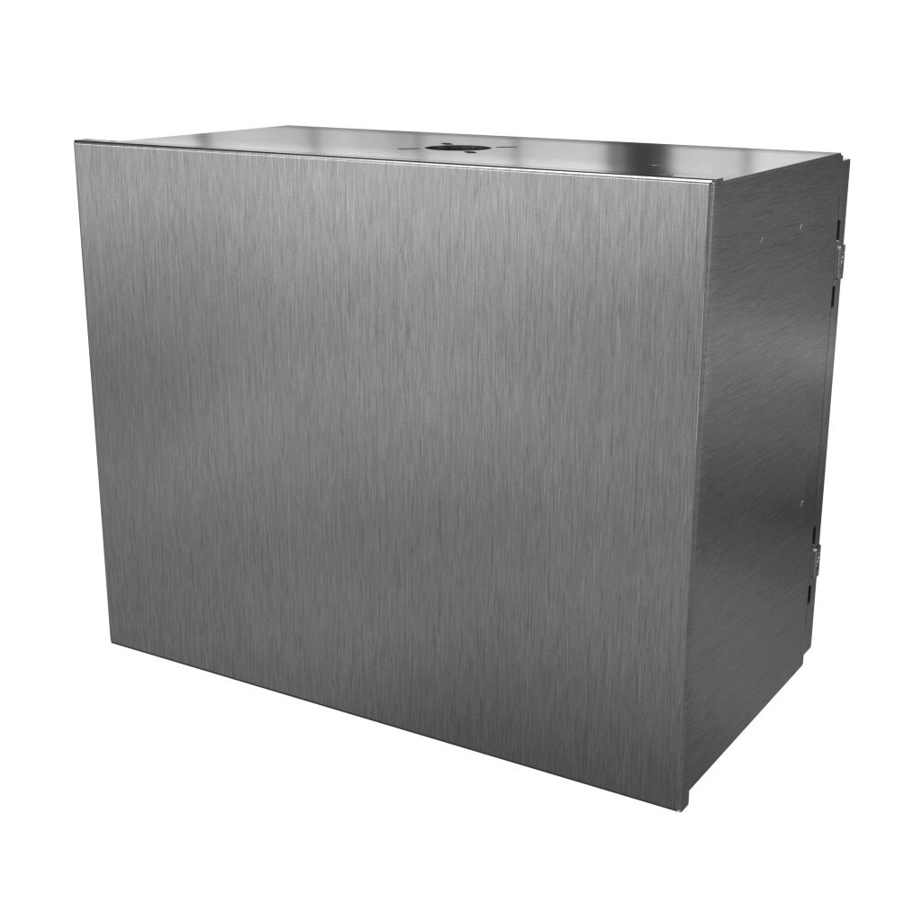 SCE-16HMI2010SSLP - Saginaw HMI Enclosure, NEMA 3R/4/4X/12/13, 16 x 20 x 10in (HxWxD), suspension or pedestal mount, dual access, 304 stainless steel, #4 brush finish, screw cover front, single door rear, 1/4-turn semi-flush latch.