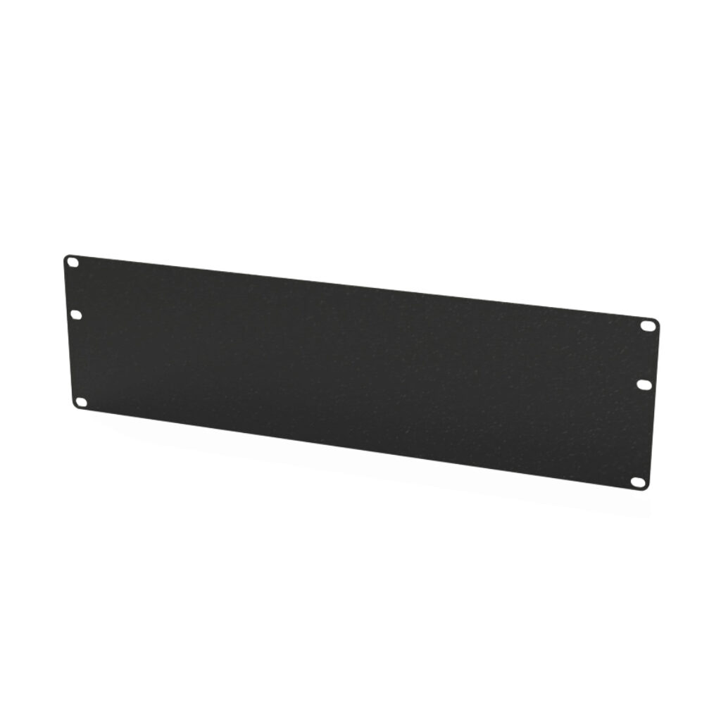 SCE-19-3U - Saginaw rack panel, 3U, 19in rack width, carbon steel, black, powder coat finish.