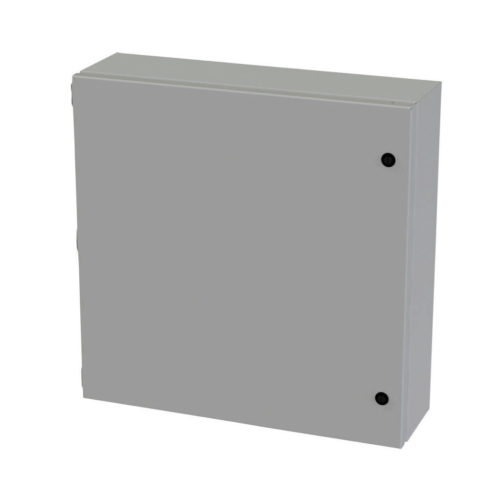 SCE-20206ELJ - Saginaw Enviroline Junction series enclosure, NEMA 3R/4/12/13, 20 x 20 x 6in (HxWxD), wall mount, carbon steel, ANSI 61 gray, powder coat finish, single-door, 1/4-turn semi-flush latch.
