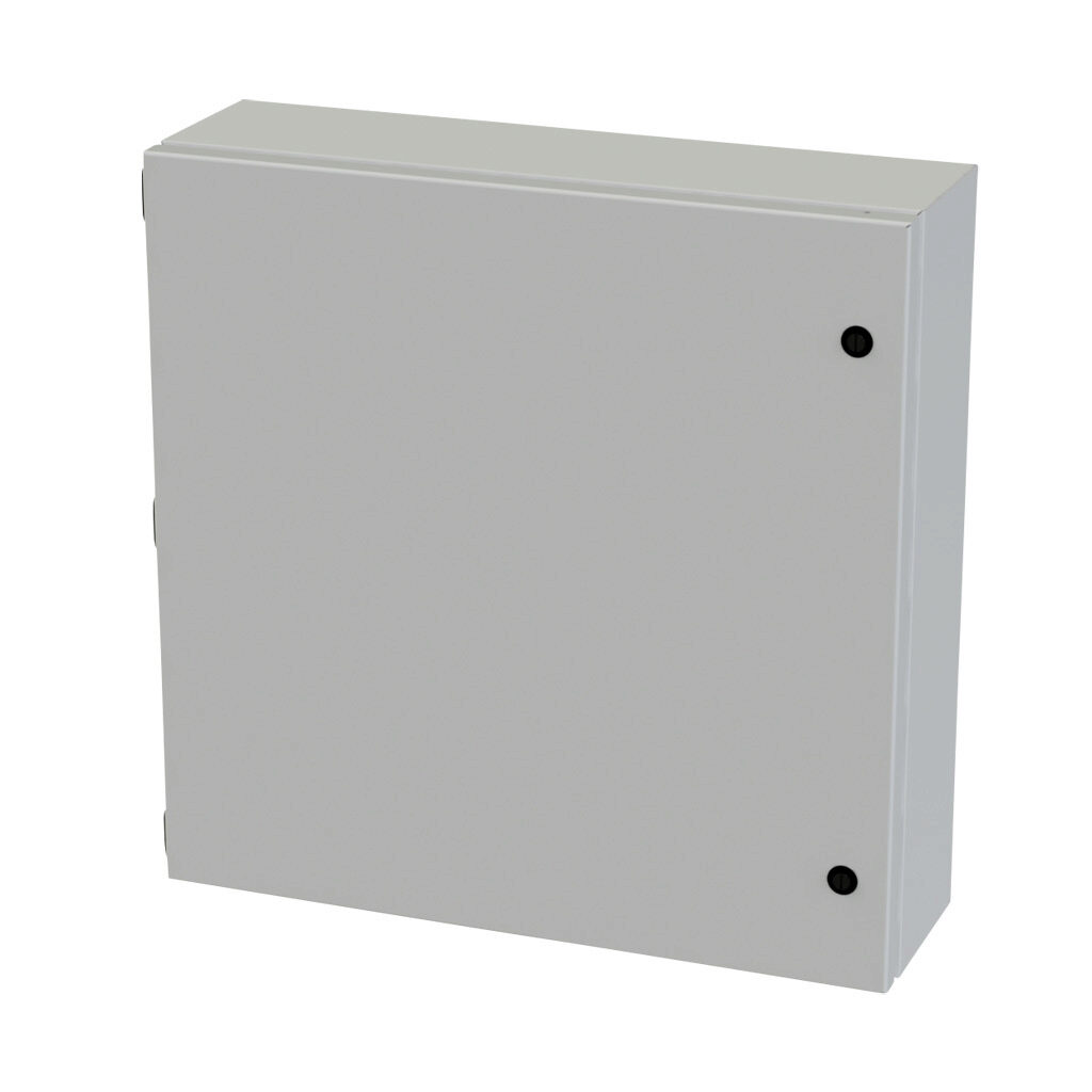 SCE-20206ELJLG - Saginaw Enviroline Junction series enclosure, NEMA 3R/4/12/13, 20 x 20 x 6in (HxWxD), wall mount, carbon steel, RAL 7035 light gray, powder coat finish, single-door, 1/4-turn semi-flush latch.