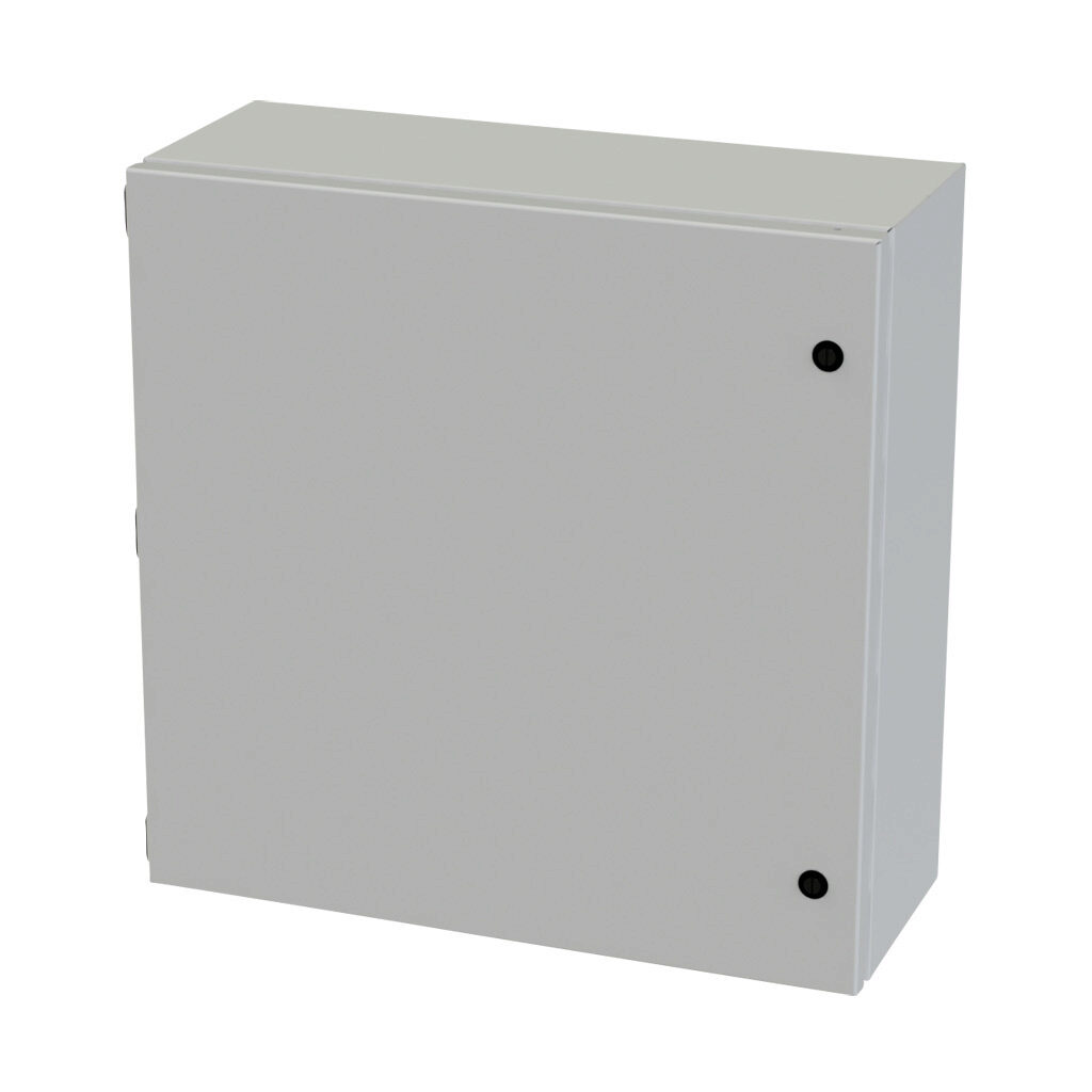 SCE-20208ELJLG - Saginaw Enviroline Junction series enclosure, NEMA 3R/4/12/13, 20 x 20 x 8in (HxWxD), wall mount, carbon steel, RAL 7035 light gray, powder coat finish, single-door, 1/4-turn semi-flush latch.