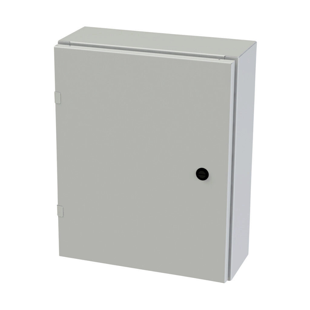 SCE-20EL1606LPLG - Saginaw Enviroline series enclosure, NEMA 3R/4/12/13, 20 x 16 x 6in (HxWxD), wall mount, carbon steel, RAL 7035 light gray, powder coat finish, single-door, 1/4-turn semi-flush latch.