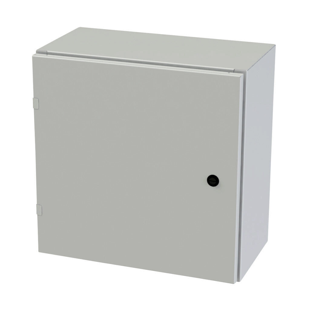SCE-20EL2010LPLG - Saginaw Enviroline series enclosure, NEMA 3R/4/12/13, 20 x 20 x 10in (HxWxD), wall mount, carbon steel, RAL 7035 light gray, powder coat finish, single-door, 1/4-turn semi-flush latch.