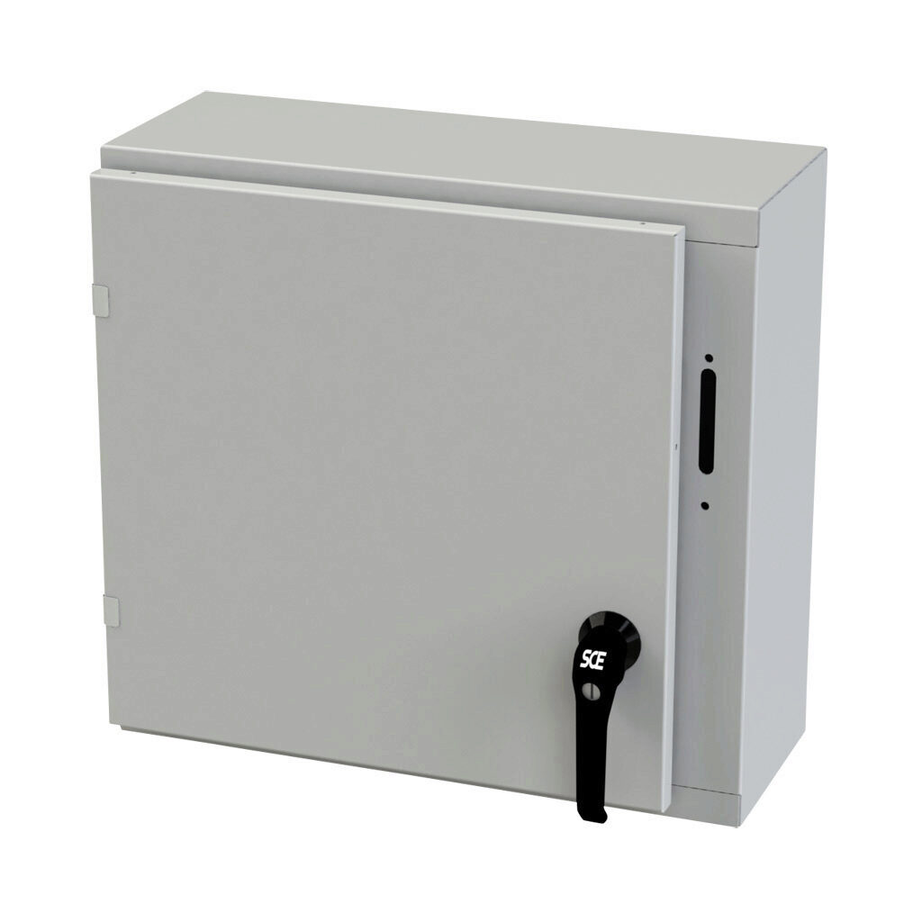 SCE-20XEL2108LPLG - Saginaw Enviroline series disconnect enclosure, NEMA 3R/4/12/13, right flange, 20 x 21 x 8in (HxWxD), wall mount, carbon steel, RAL 7035 light gray, powder coat finish, single-door, 2-point padlocking handle, purchase subpanel ...