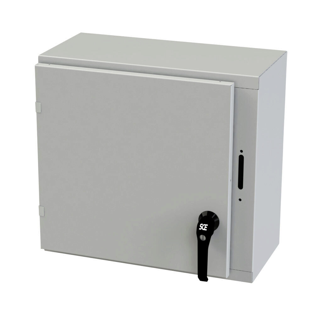SCE-20XEL2110LPLG - Saginaw Enviroline series disconnect enclosure, NEMA 3R/4/12/13, right flange, 20 x 21 x 10in (HxWxD), wall mount, carbon steel, RAL 7035 light gray, powder coat finish, single-door, 2-point padlocking handle, purchase subpanel...
