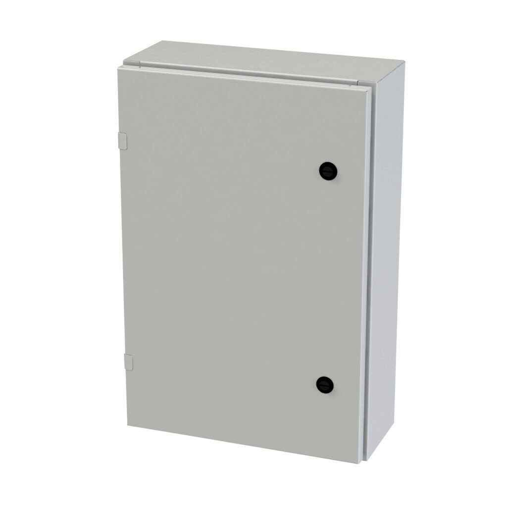 SCE-24EL1606LPLG - Saginaw Enviroline series enclosure, NEMA 3R/4/12/13, 24 x 16 x 6in (HxWxD), wall mount, carbon steel, RAL 7035 light gray, powder coat finish, single-door, 1/4-turn semi-flush latch.