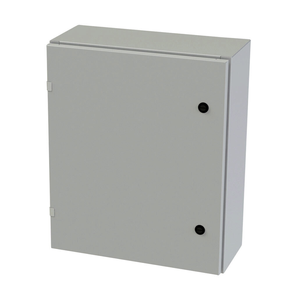 SCE-24EL2008LPLG - Saginaw Enviroline series enclosure, NEMA 3R/4/12/13, 24 x 20 x 8in (HxWxD), wall mount, carbon steel, RAL 7035 light gray, powder coat finish, single-door, 1/4-turn semi-flush latch.