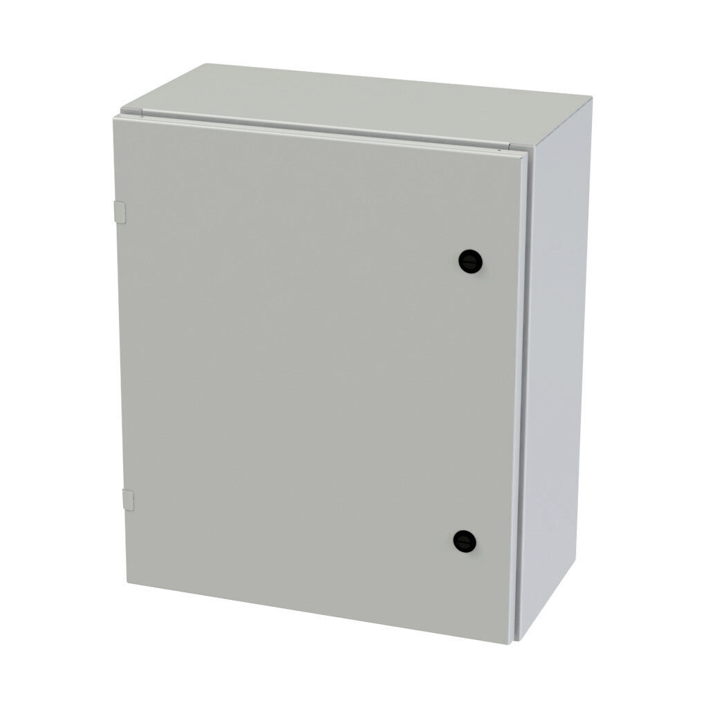 SCE-24EL2010LPLG - Saginaw Enviroline series enclosure, NEMA 3R/4/12/13, 24 x 20 x 10in (HxWxD), wall mount, carbon steel, RAL 7035 light gray, powder coat finish, single-door, 1/4-turn semi-flush latch.