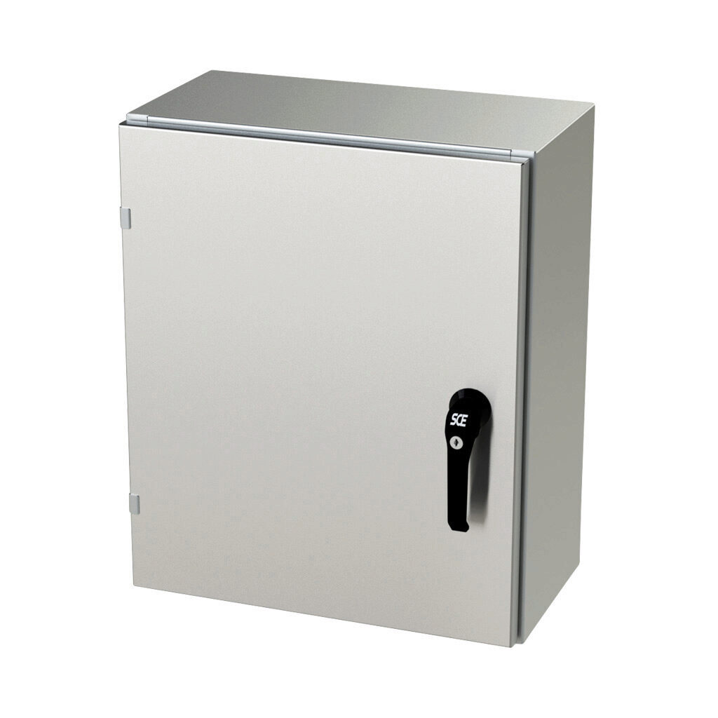 SCE-24EL2010SS6LPPL - Saginaw Enviroline series enclosure, NEMA 3R/4/4X/12/13, 24 x 20 x 10in (HxWxD), wall mount, 316L stainless steel, #4 brush finish, single-door, 3-point keylocking/padlocking combo handle.