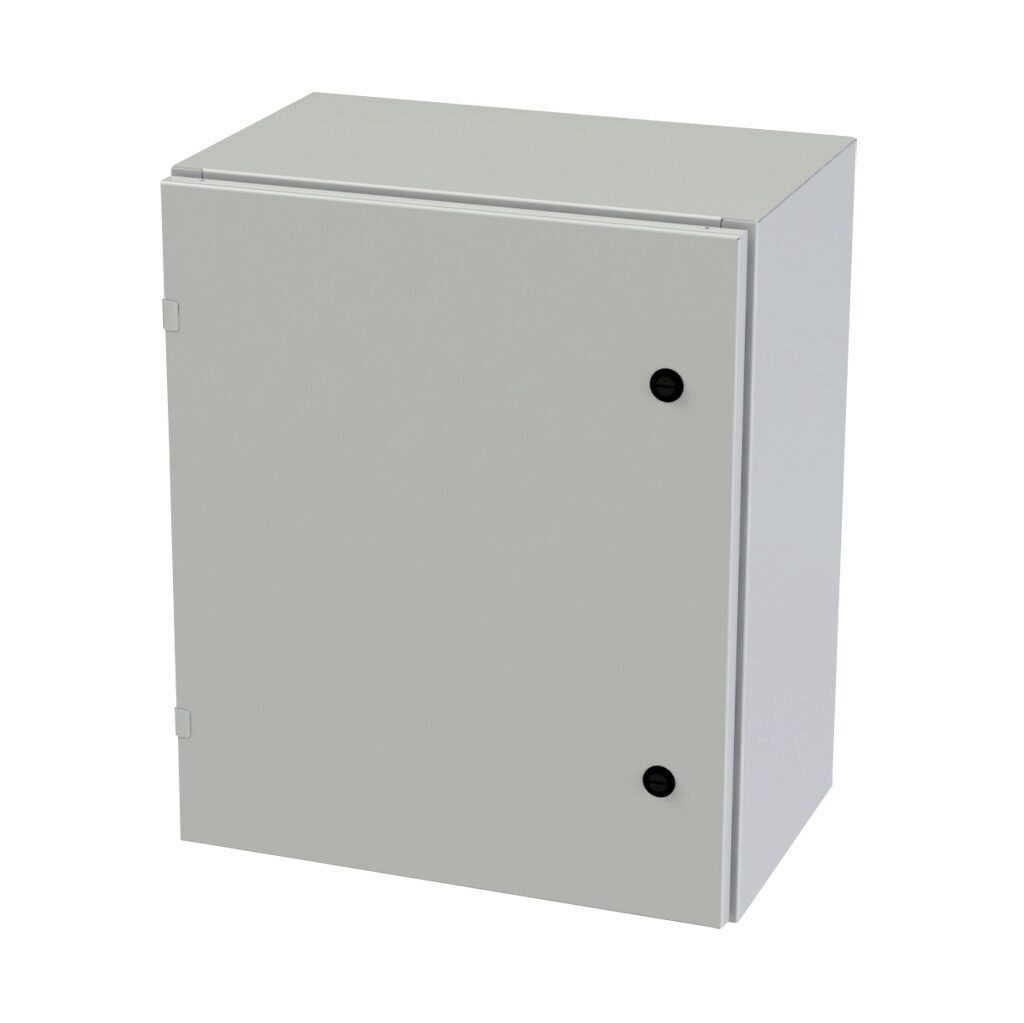SCE-24EL2012LPLG - Saginaw Enviroline series enclosure, NEMA 3R/4/12/13, 24 x 20 x 12in (HxWxD), wall mount, carbon steel, RAL 7035 light gray, powder coat finish, single-door, 1/4-turn semi-flush latch.
