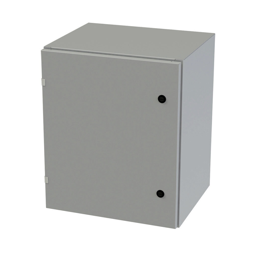 SCE-24EL2016LP - Saginaw Enviroline series enclosure, NEMA 3R/4/12/13, 24 x 20 x 16in (HxWxD), wall mount, carbon steel, ANSI 61 gray, powder coat finish, single-door, 1/4-turn semi-flush latch.