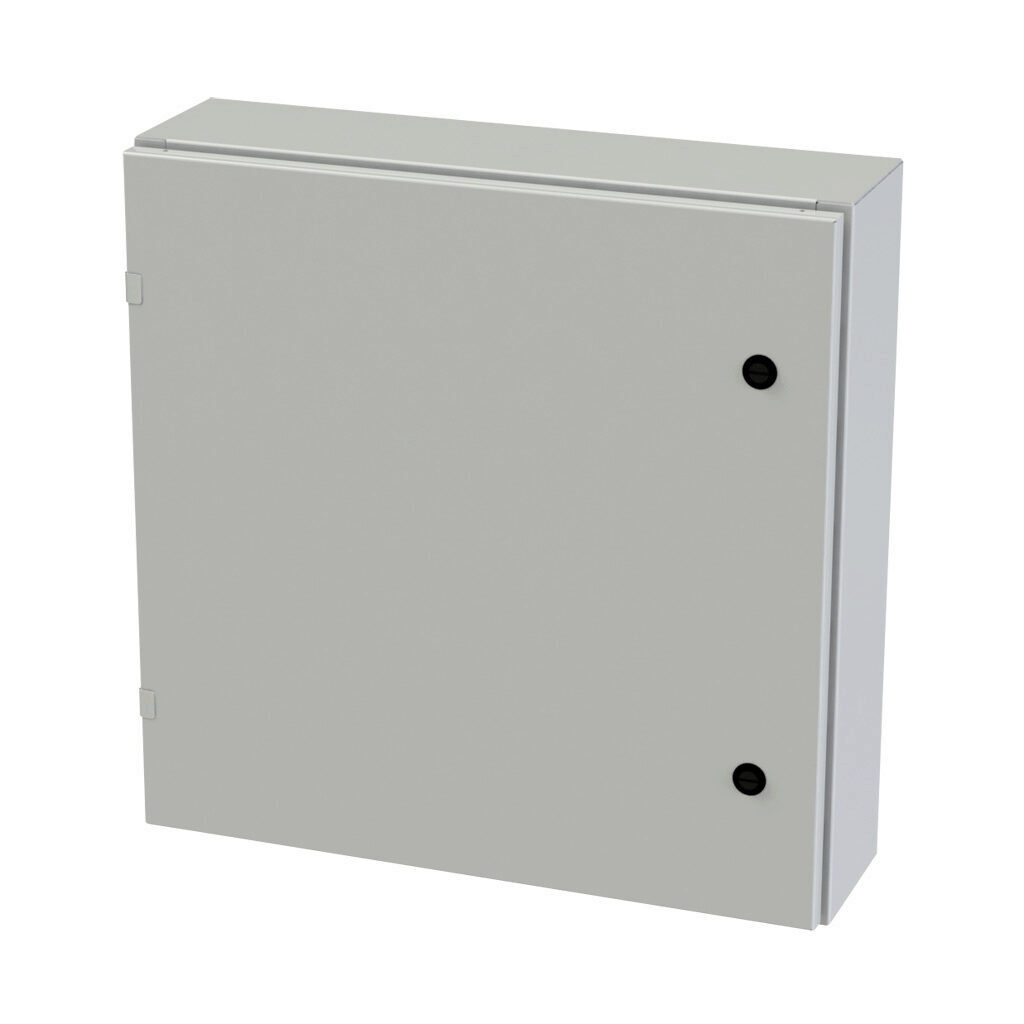 SCE-24EL2406LPLG - Saginaw Enviroline series enclosure, NEMA 3R/4/12/13, 24 x 24 x 6in (HxWxD), wall mount, carbon steel, RAL 7035 light gray, powder coat finish, single-door, 1/4-turn semi-flush latch.