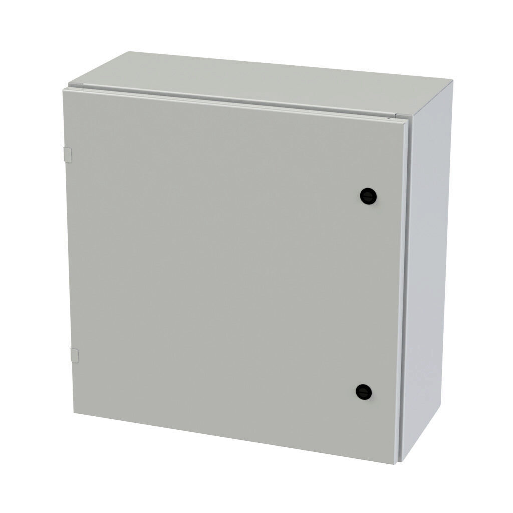 SCE-24EL2410LPLG - Saginaw Enviroline series enclosure, NEMA 3R/4/12/13, 24 x 24 x 10in (HxWxD), wall mount, carbon steel, RAL 7035 light gray, powder coat finish, single-door, 1/4-turn semi-flush latch.