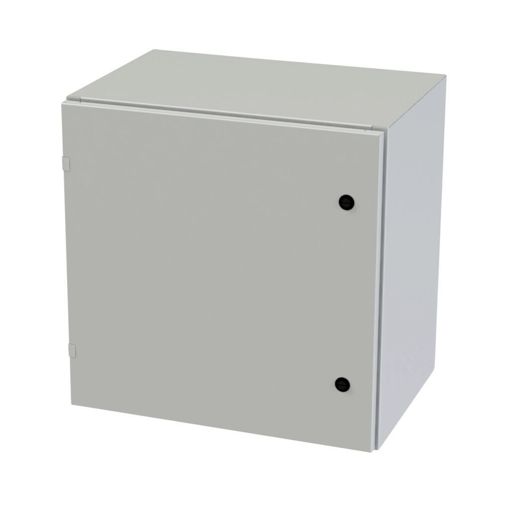 SCE-24EL2416LPLG - Saginaw Enviroline series enclosure, NEMA 3R/4/12/13, 24 x 24 x 16in (HxWxD), wall mount, carbon steel, RAL 7035 light gray, powder coat finish, single-door, 1/4-turn semi-flush latch.