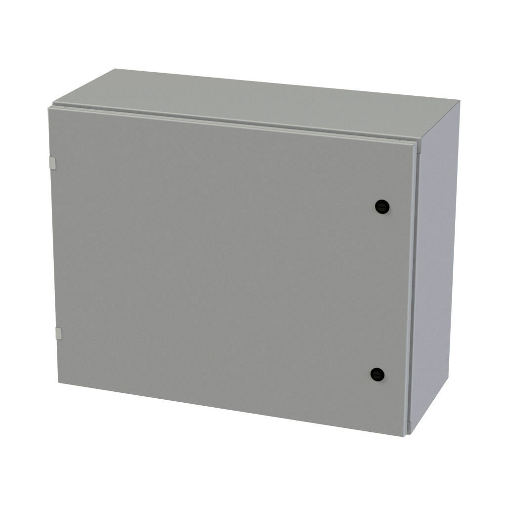 SCE-24EL3012LP - Saginaw Enviroline series enclosure, NEMA 3R/4/12/13, 24 x 30 x 12in (HxWxD), wall mount, carbon steel, ANSI 61 gray, powder coat finish, single-door, 1/4-turn semi-flush latch.