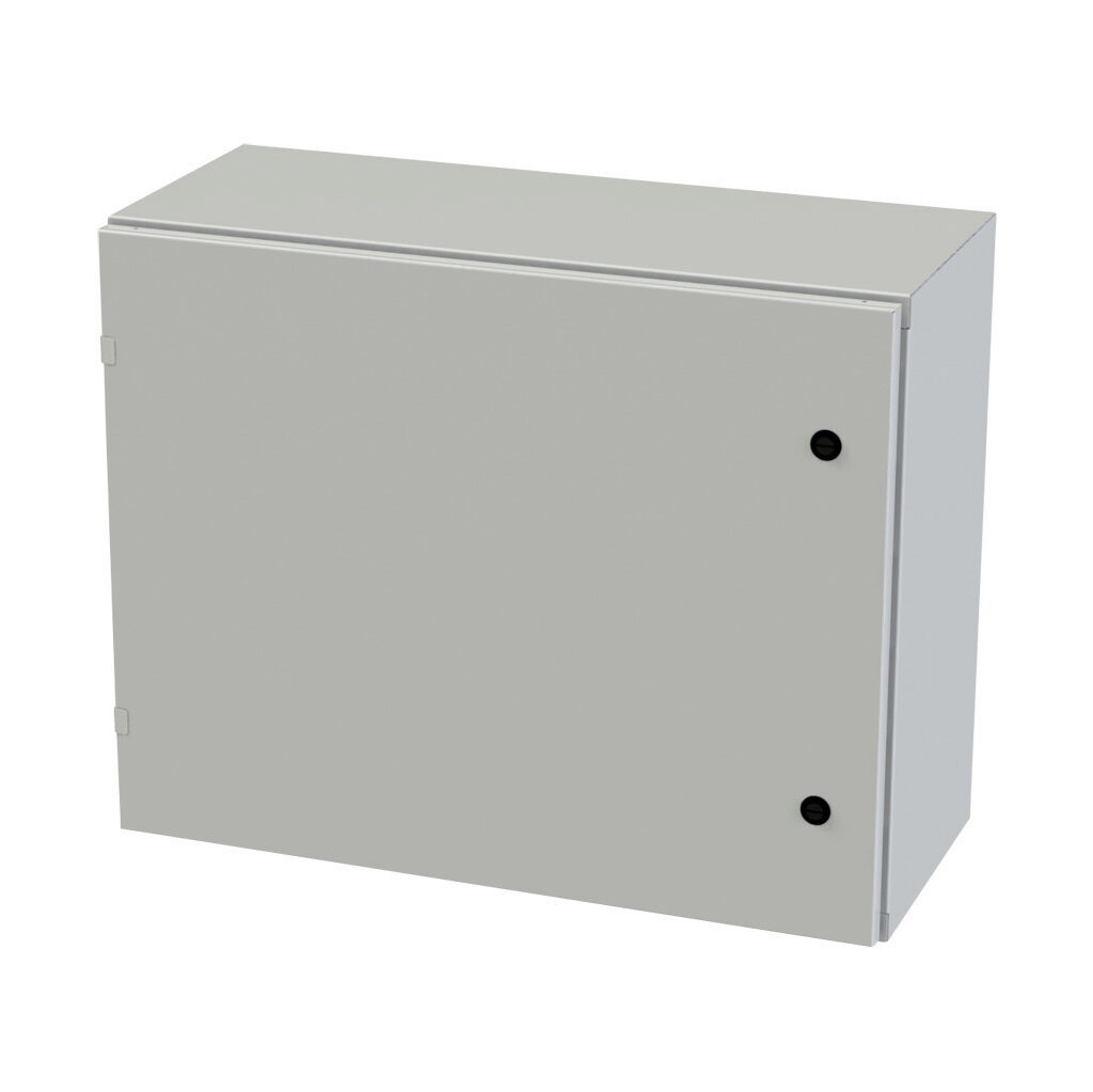 SCE-24EL3012LPLG - Saginaw Enviroline series enclosure, NEMA 3R/4/12/13, 24 x 30 x 12in (HxWxD), wall mount, carbon steel, RAL 7035 light gray, powder coat finish, single-door, 1/4-turn semi-flush latch.