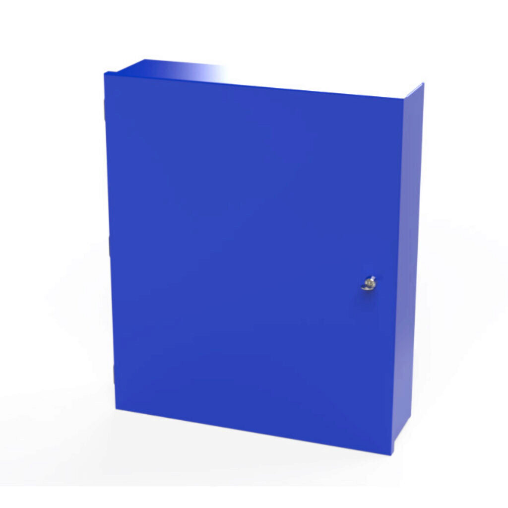 SCE-24N2006NK-B - Saginaw enclosure, NEMA 1, 24 x 20 x 6in (HxWxD), wall mount, with knockouts, carbon steel, precaution blue, powder coat finish, single-door, 1/4-turn semi-flush latch.