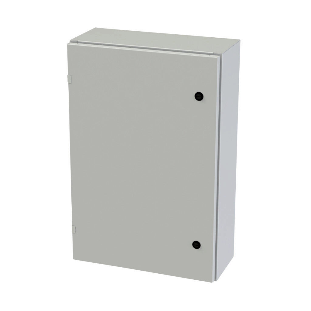 SCE-30EL2008LPLG - Saginaw Enviroline series enclosure, NEMA 3R/4/12/13, 30 x 20 x 8in (HxWxD), wall mount, carbon steel, RAL 7035 light gray, powder coat finish, single-door, 1/4-turn semi-flush latch.