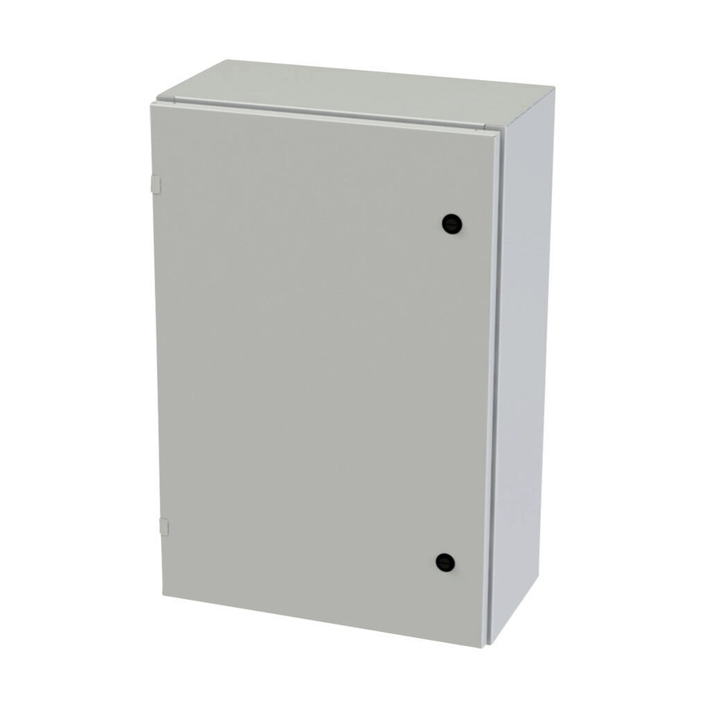 SCE-30EL2010LPLG - Saginaw Enviroline series enclosure, NEMA 3R/4/12/13, 30 x 20 x 10in (HxWxD), wall mount, carbon steel, RAL 7035 light gray, powder coat finish, single-door, 1/4-turn semi-flush latch.