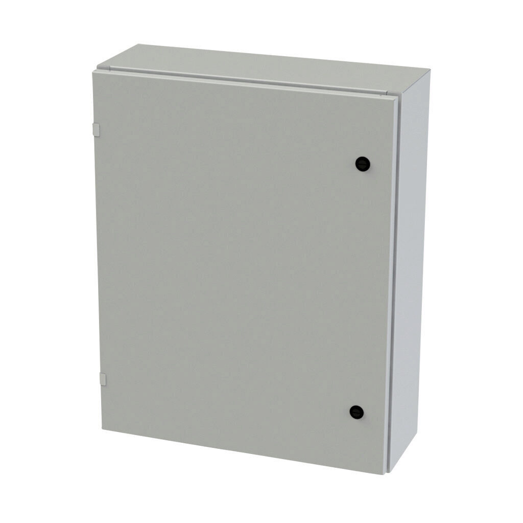 SCE-30EL2408LPLG - Saginaw Enviroline series enclosure, NEMA 3R/4/12/13, 30 x 24 x 8in (HxWxD), wall mount, carbon steel, RAL 7035 light gray, powder coat finish, single-door, 1/4-turn semi-flush latch.