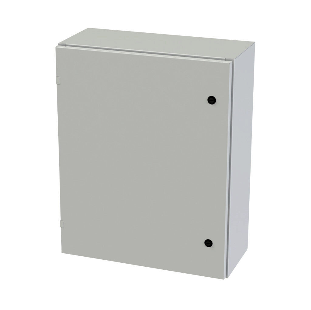 SCE-30EL2410LPLG - Saginaw Enviroline series enclosure, NEMA 3R/4/12/13, 30 x 24 x 10in (HxWxD), wall mount, carbon steel, RAL 7035 light gray, powder coat finish, single-door, 1/4-turn semi-flush latch.