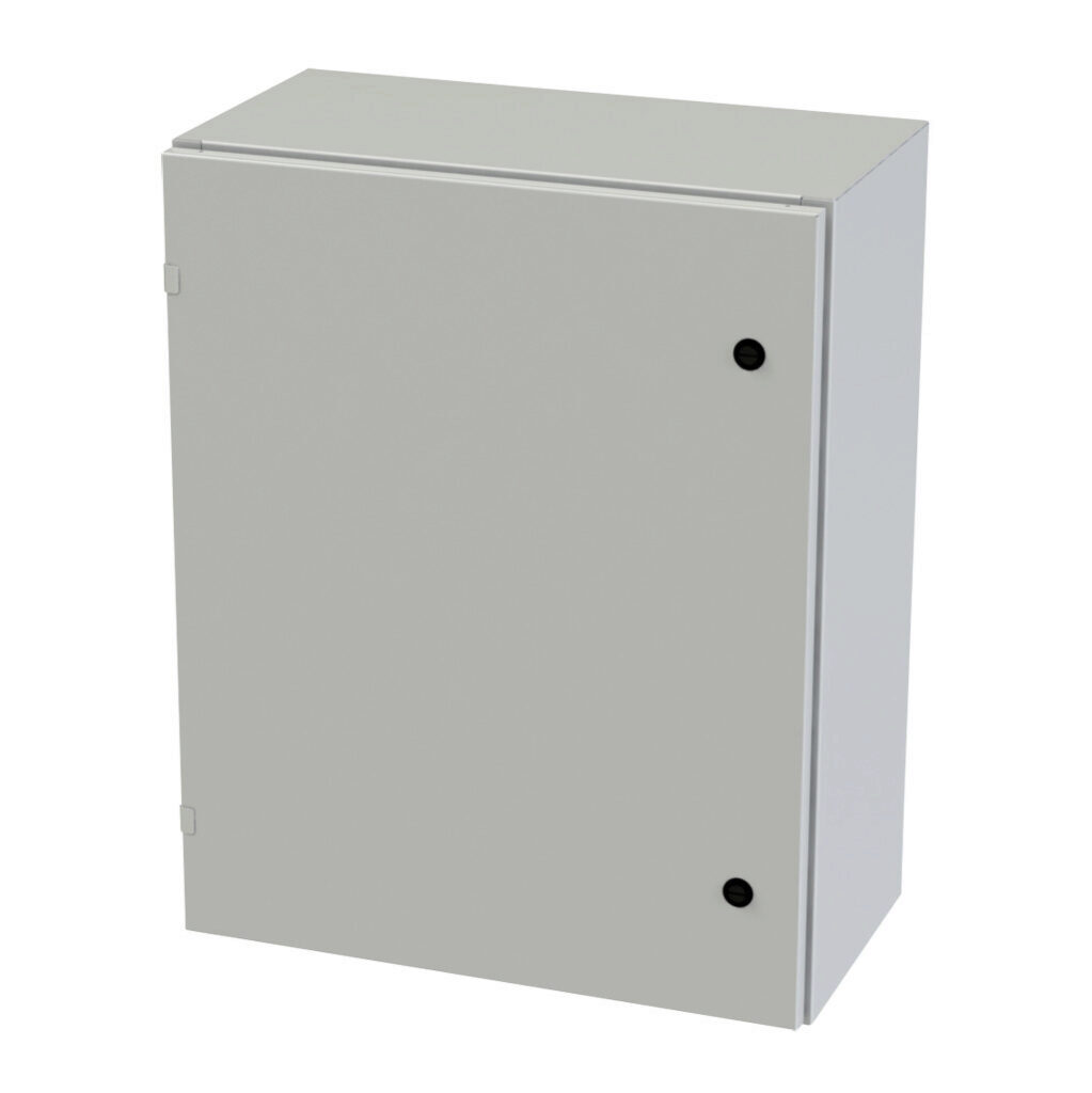 SCE-30EL2412LPLG - Saginaw Enviroline series enclosure, NEMA 3R/4/12/13, 30 x 24 x 12in (HxWxD), wall mount, carbon steel, RAL 7035 light gray, powder coat finish, single-door, 1/4-turn semi-flush latch.