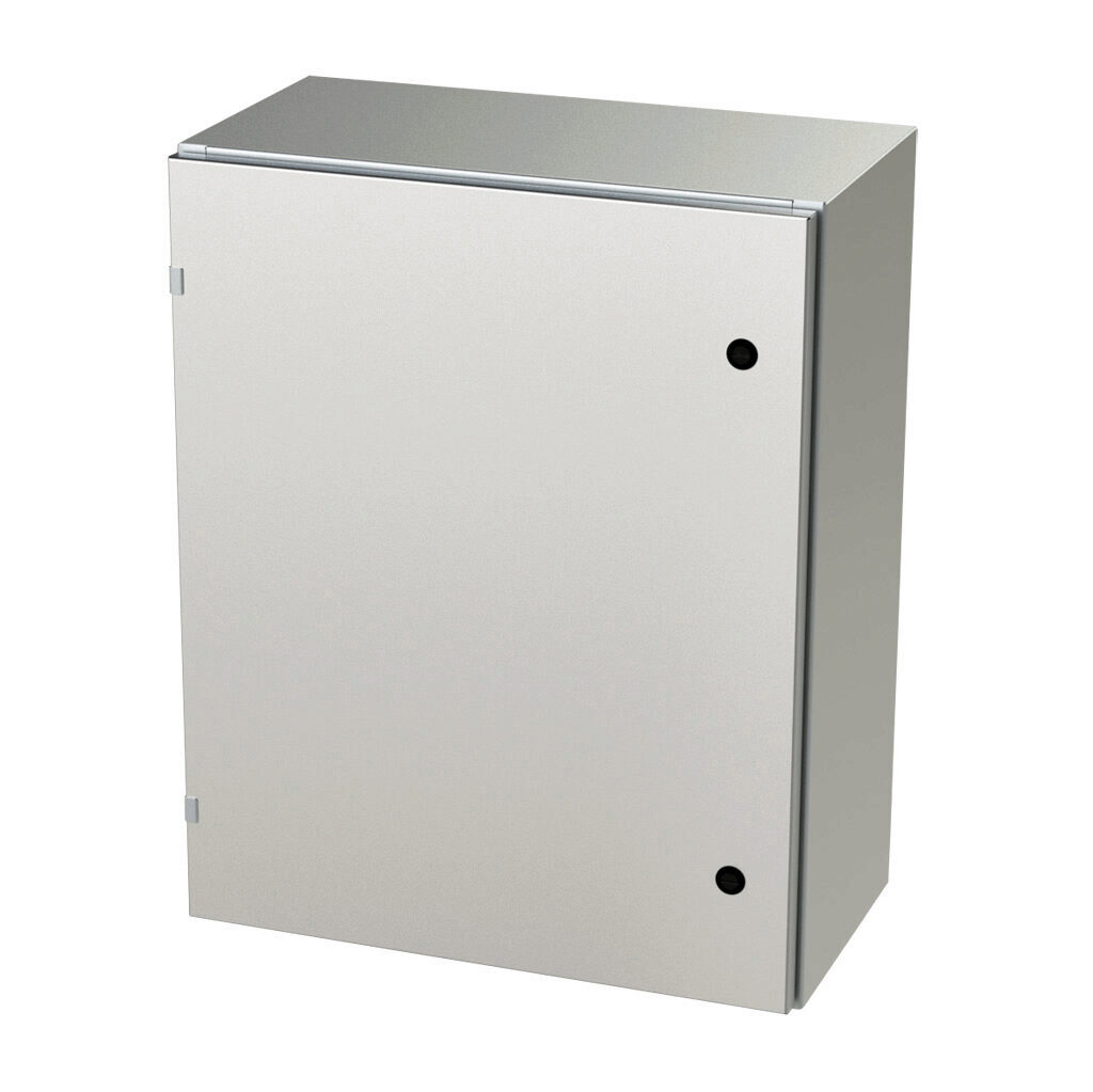 SCE-30EL2412SSLP - Saginaw Enviroline series enclosure, NEMA 3R/4/4X/12/13, 30 x 24 x 12in (HxWxD), wall mount, 304 stainless steel, #4 brush finish, single-door, 1/4-turn semi-flush latch.