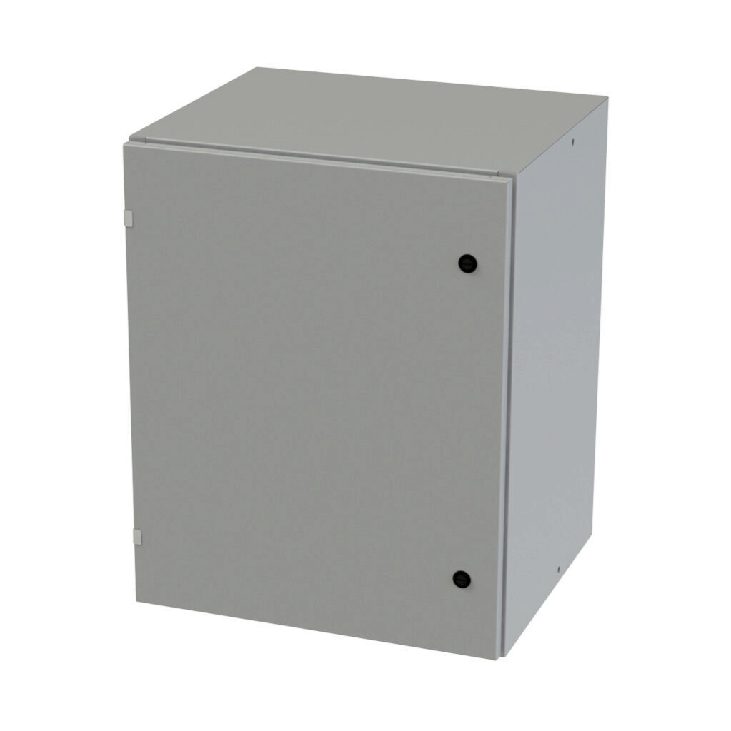 SCE-30EL2420LP - Saginaw Enviroline series enclosure, NEMA 3R/4/12/13, 30 x 24 x 20in (HxWxD), wall mount, carbon steel, ANSI 61 gray, powder coat finish, single-door, 1/4-turn semi-flush latch.