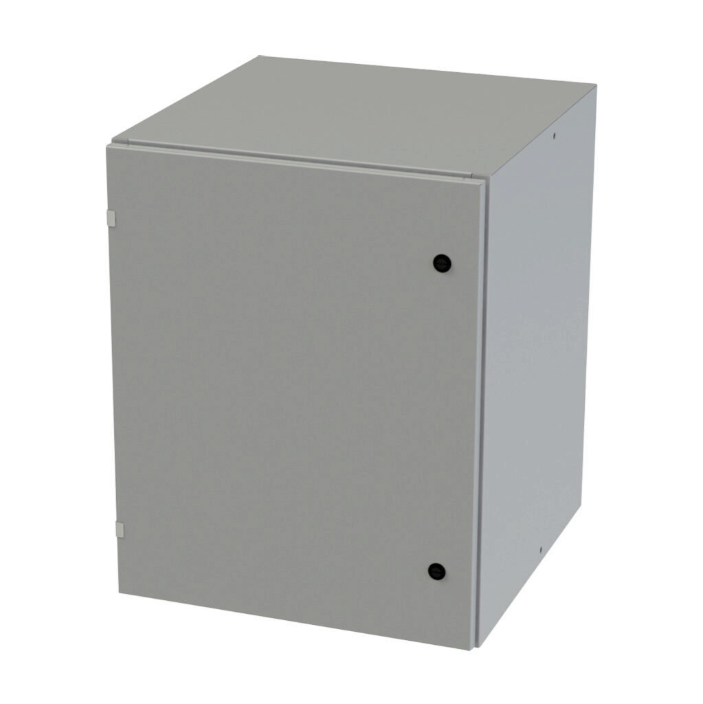 SCE-30EL2424LP - Saginaw Enviroline series enclosure, NEMA 3R/4/12/13, 30 x 24 x 24in (HxWxD), wall mount, carbon steel, ANSI 61 gray, powder coat finish, single-door, 1/4-turn semi-flush latch.