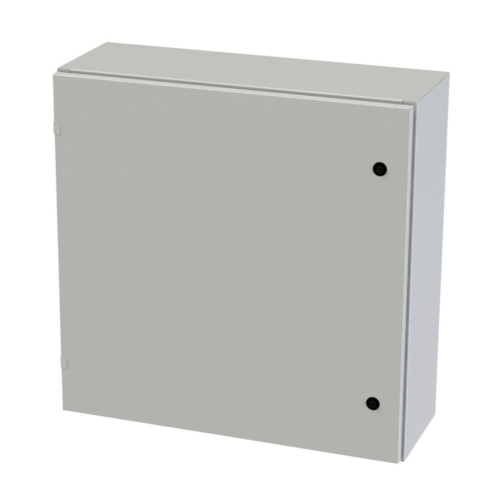 SCE-30EL3010LPLG - Saginaw Enviroline series enclosure, NEMA 3R/4/12/13, 30 x 30 x 10in (HxWxD), wall mount, carbon steel, RAL 7035 light gray, powder coat finish, single-door, 1/4-turn semi-flush latch.