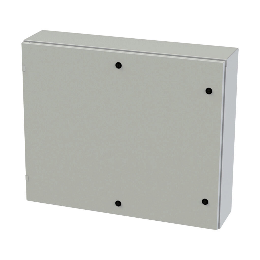 SCE-30EL3608LPLG - Saginaw Enviroline series enclosure, NEMA 3R/4/12/13, 30 x 36 x 8in (HxWxD), wall mount, carbon steel, RAL 7035 light gray, powder coat finish, single-door, 1/4-turn semi-flush latch.
