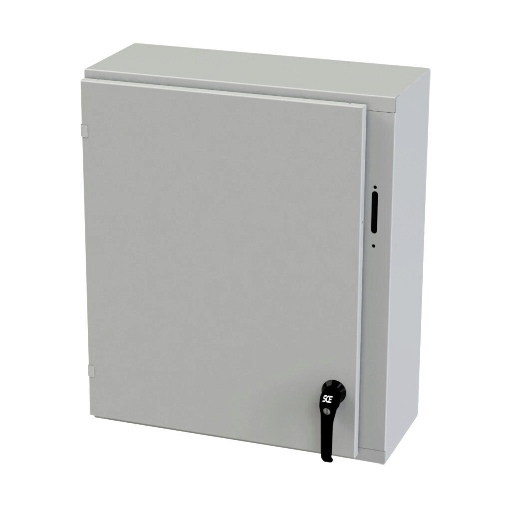 SCE-30XEL2510LPLG - Saginaw Enviroline series disconnect enclosure, NEMA 3R/4/12/13, right flange, 30 x 25 x 10in (HxWxD), wall mount, carbon steel, RAL 7035 light gray, powder coat finish, single-door, 2-point padlocking handle, purchase subpanel...