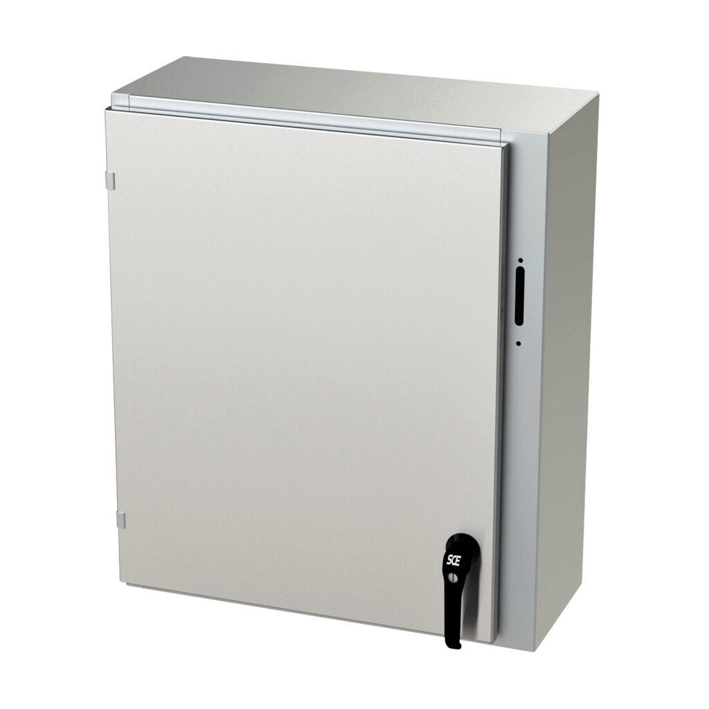 SCE-30XEL2510SS6LP - Saginaw Enviroline series disconnect enclosure, NEMA 3R/4/4X/12/13, right flange, 30 x 25 x 10in (HxWxD), wall mount, 316L stainless steel, #4 brush finish, single-door, 2-point padlocking handle, purchase subpanel separately.