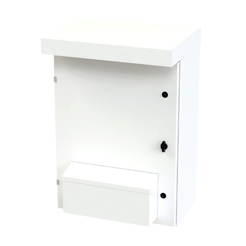 SCE-35VR2412 - Saginaw enclosure, vented, NEMA 3R, 35 x 24 x 12in (HxWxD), wall mount, carbon steel, white, powder coat finish, single-door, 1/4-turn padlocking wing handle.
