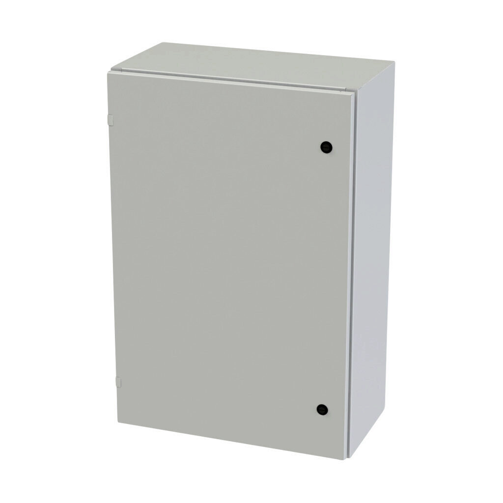 SCE-36EL2412LPLG - Saginaw Enviroline series enclosure, NEMA 3R/4/12/13, 36 x 24 x 12in (HxWxD), wall mount, carbon steel, RAL 7035 light gray, powder coat finish, single-door, 1/4-turn semi-flush latch.