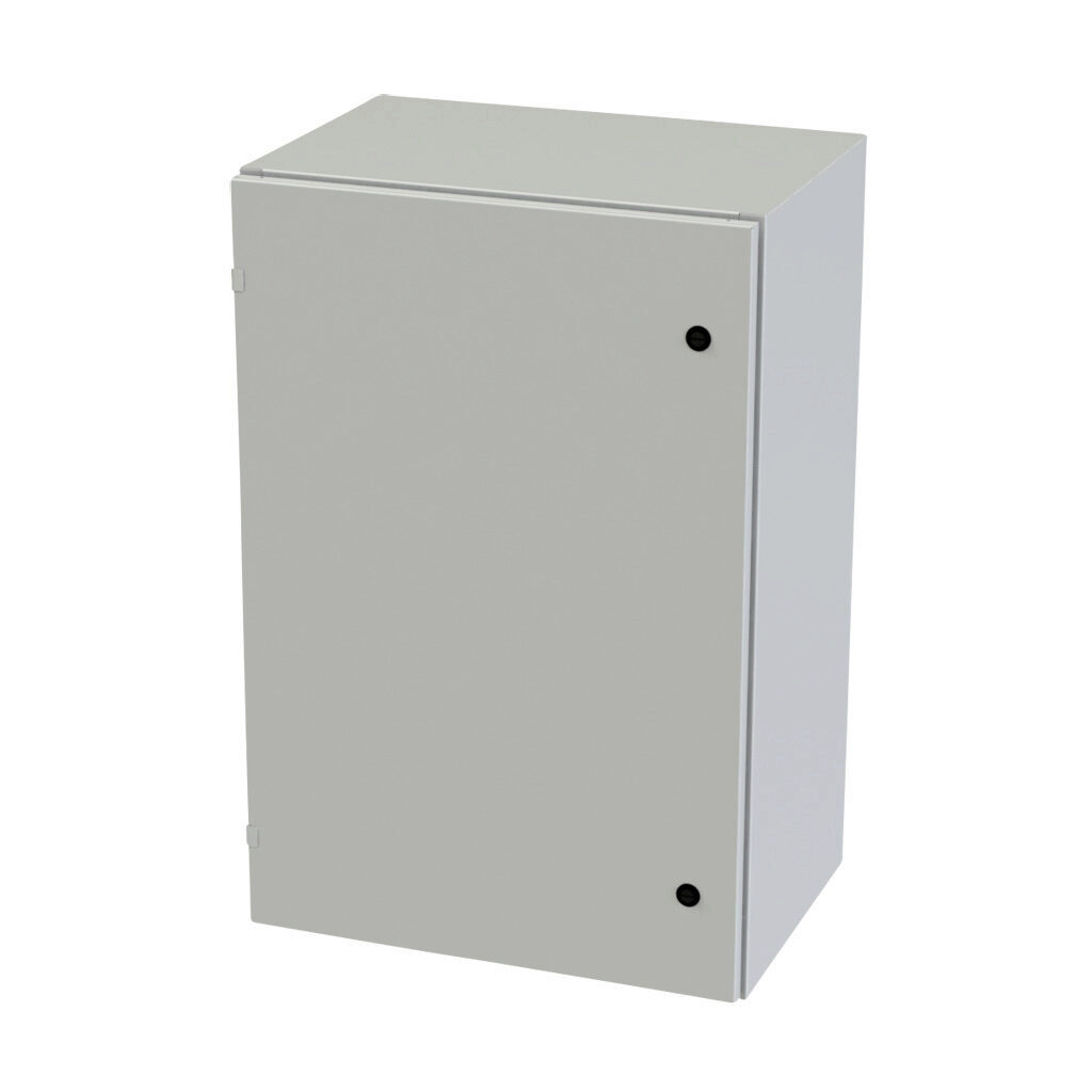 SCE-36EL2416LPLG - Saginaw Enviroline series enclosure, NEMA 3R/4/12/13, 36 x 24 x 16in (HxWxD), wall mount, carbon steel, RAL 7035 light gray, powder coat finish, single-door, 1/4-turn semi-flush latch.