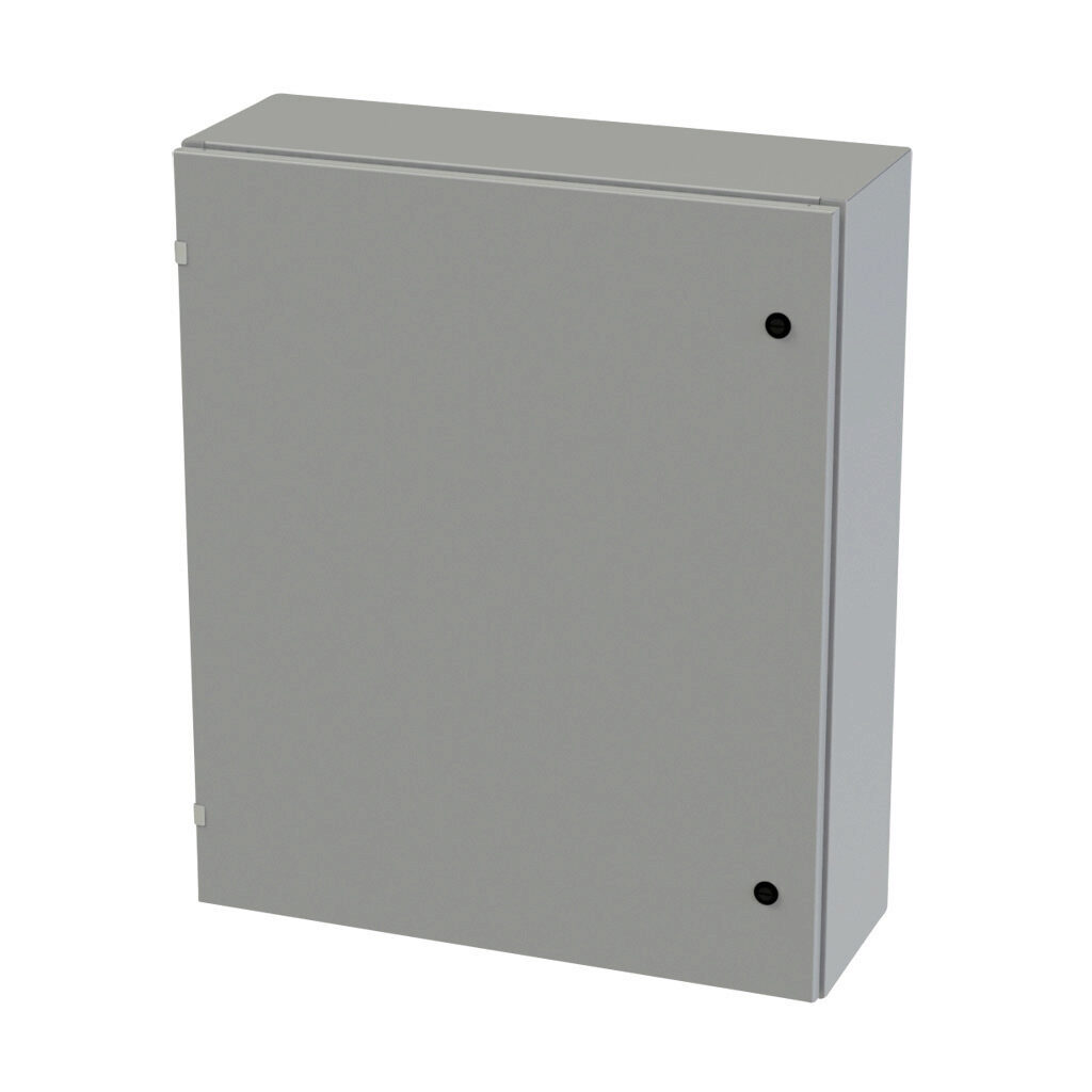 SCE-36EL3010LP - Saginaw Enviroline series enclosure, NEMA 3R/4/12/13, 36 x 30 x 10in (HxWxD), wall mount, carbon steel, ANSI 61 gray, powder coat finish, single-door, 1/4-turn semi-flush latch.