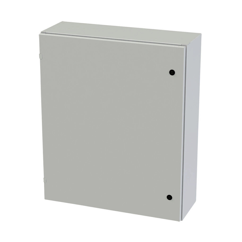 SCE-36EL3010LPLG - Saginaw Enviroline series enclosure, NEMA 3R/4/12/13, 36 x 30 x 10in (HxWxD), wall mount, carbon steel, RAL 7035 light gray, powder coat finish, single-door, 1/4-turn semi-flush latch.