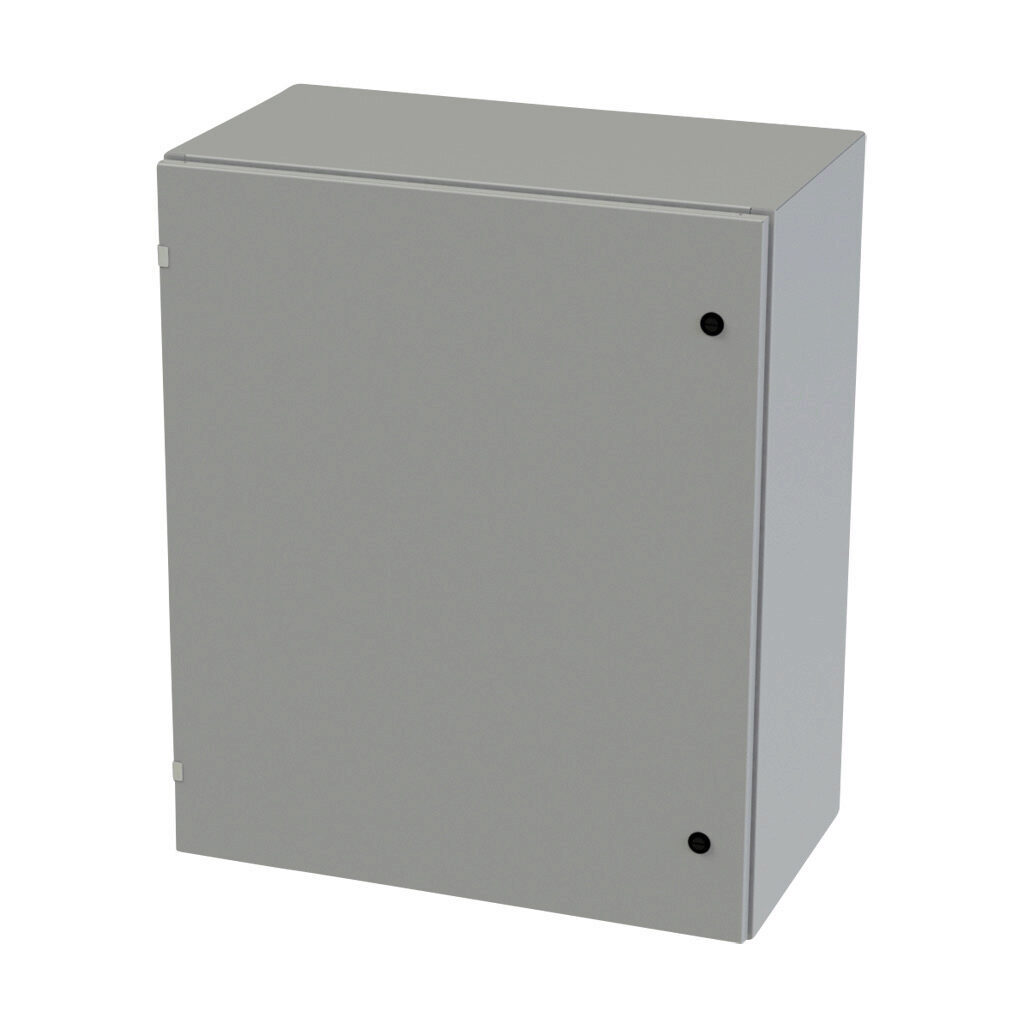 SCE-36EL3016LP - Saginaw Enviroline series enclosure, NEMA 3R/4/12/13, 36 x 30 x 16in (HxWxD), wall mount, carbon steel, ANSI 61 gray, powder coat finish, single-door, 1/4-turn semi-flush latch.